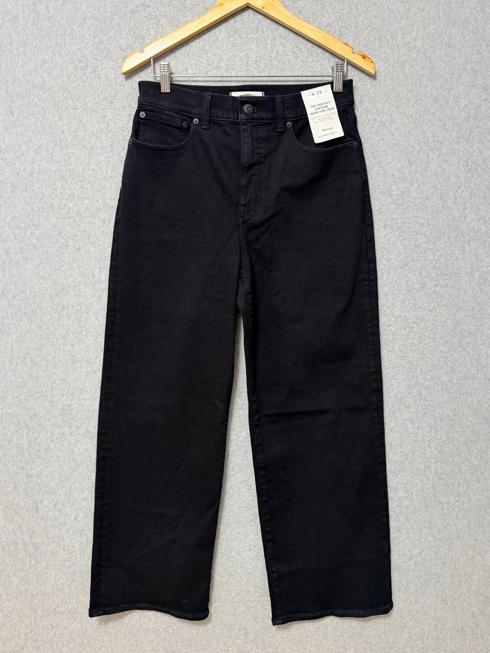 Madewell Perfect Vintage Wide Leg Jeans NWT Size 29 Black High Rise Full Length - Picture 3 of 11